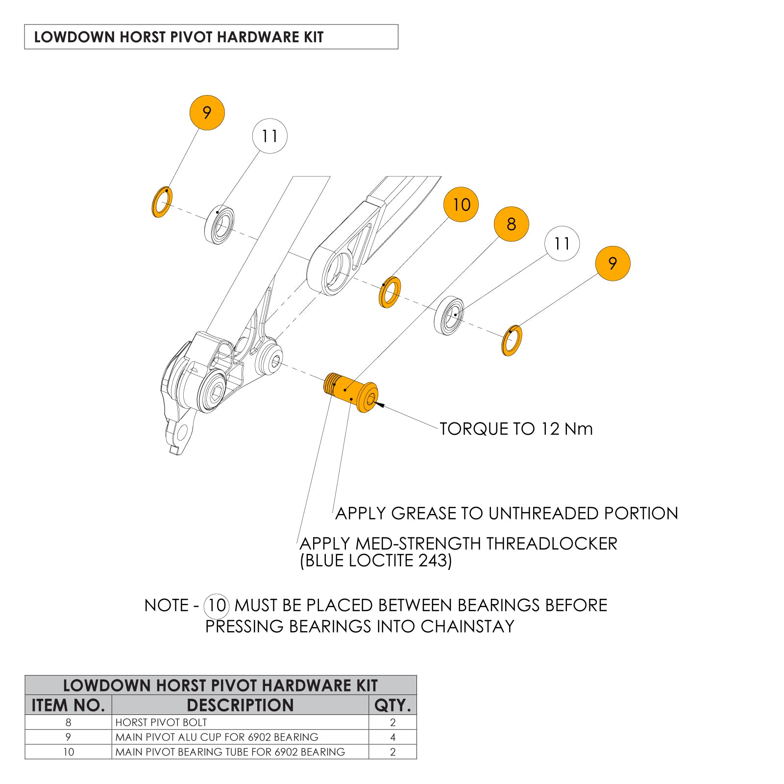 Lowdown Horst Pivot Hardware Kit
